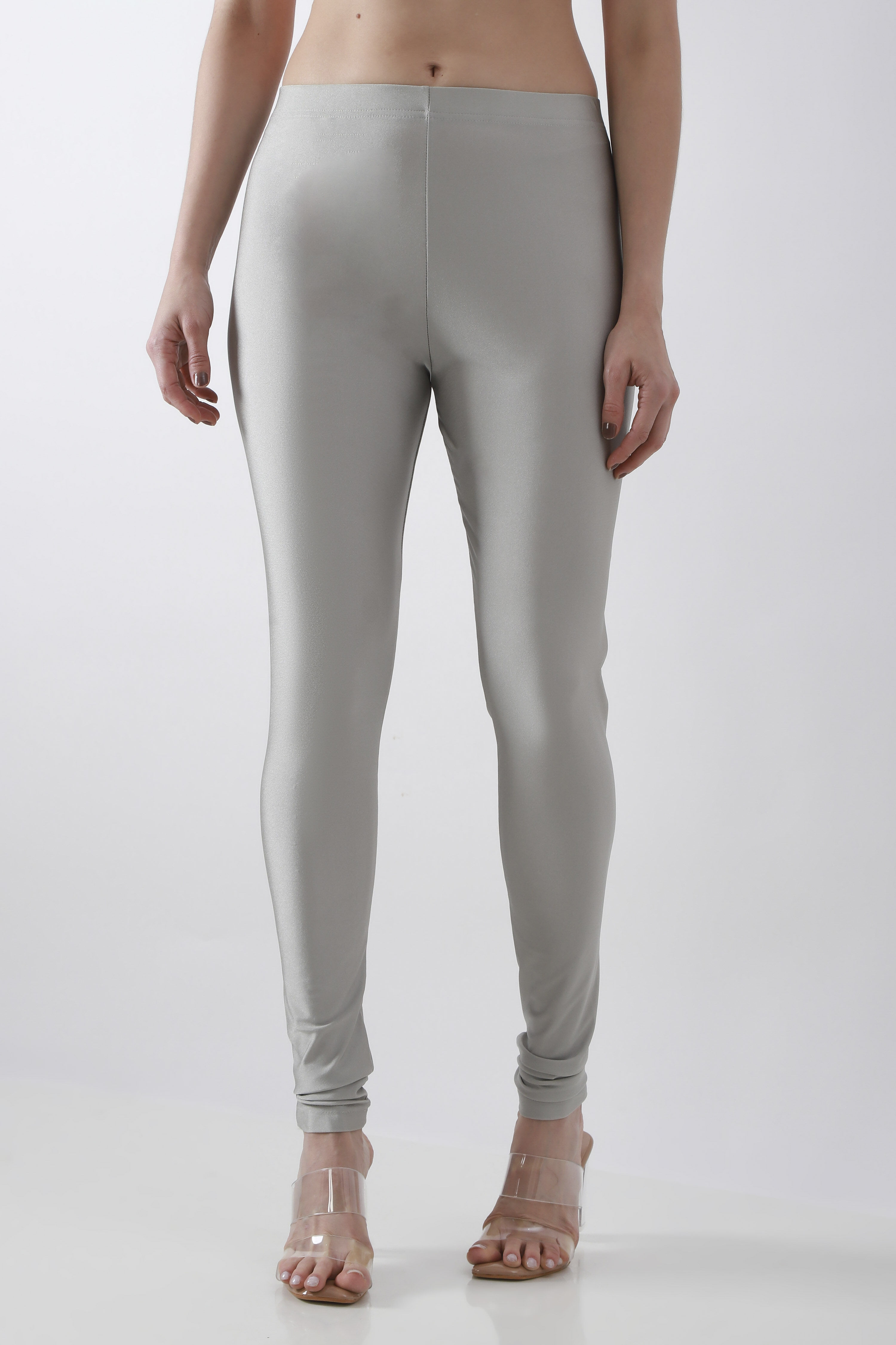 Silver Nylon Blend Leggings image number 4