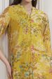 Lime Yellow Chanderi Floral Printed Asymmetric Straight Kurta Set image number 1