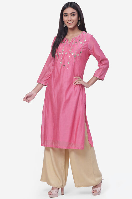 Black Art Silk Kurta image number 2
