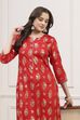 Red Viscose Rayon Printed Straight Kurta image number 6