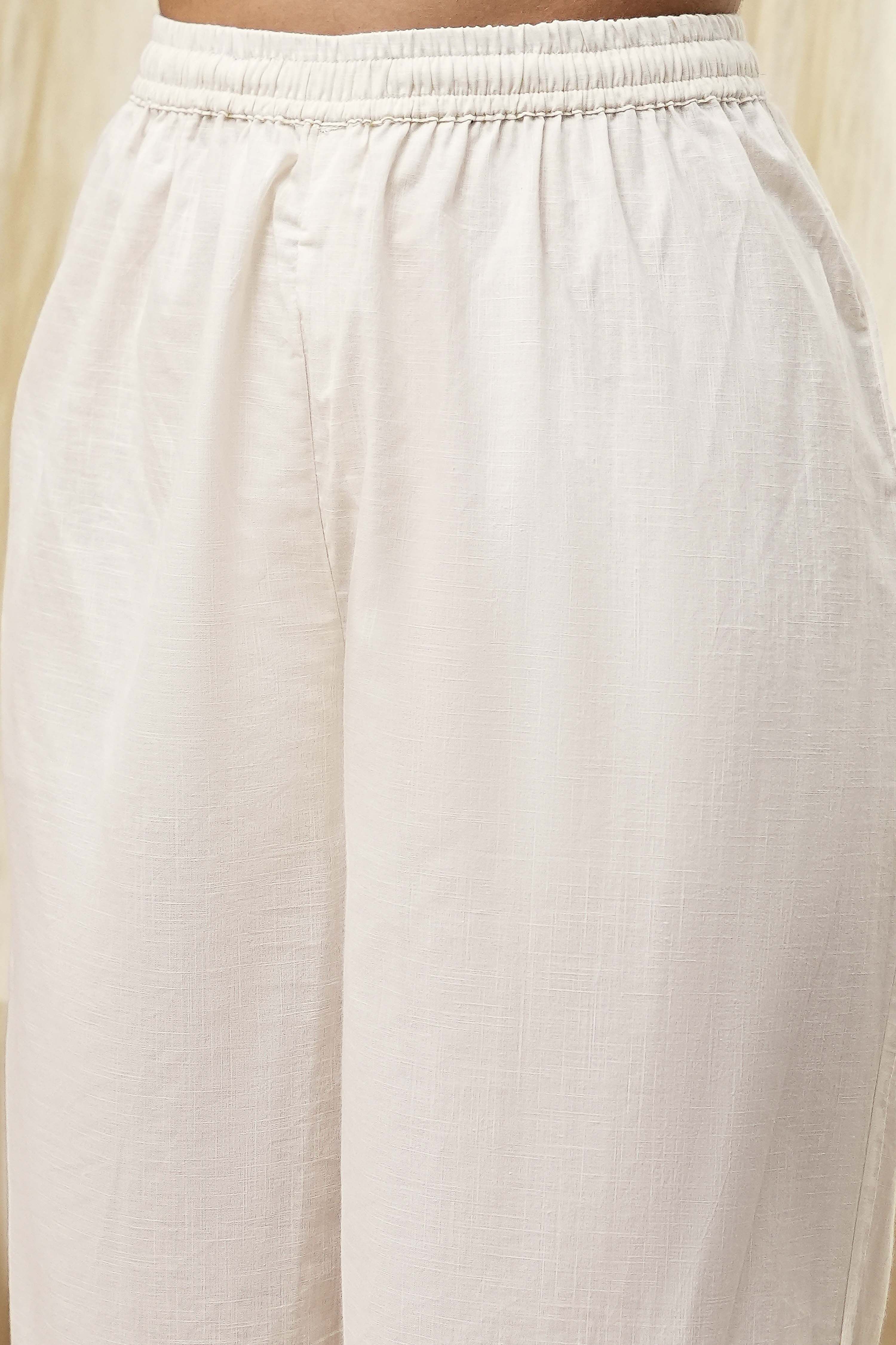 Off-White and Red Anarkali Fusion Set image number 2