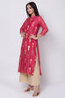 Magenta Poly Metallic Cotton Straight Yarndyed Kurta image number 2