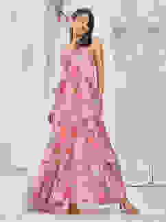 Coral Polyester Tiered Dress image number 0