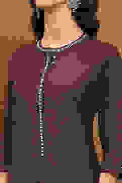 Brown Cotton Blend Solid Regular Fit Straight Kurta image number 1