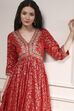 Off White Cotton Anarkali Printed Suit Set image number 1