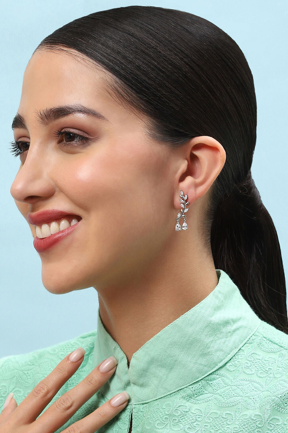 White Brass Earrings image number 1