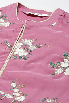 Mauve Straight Kurta Regular Pant Suit Set image number 1