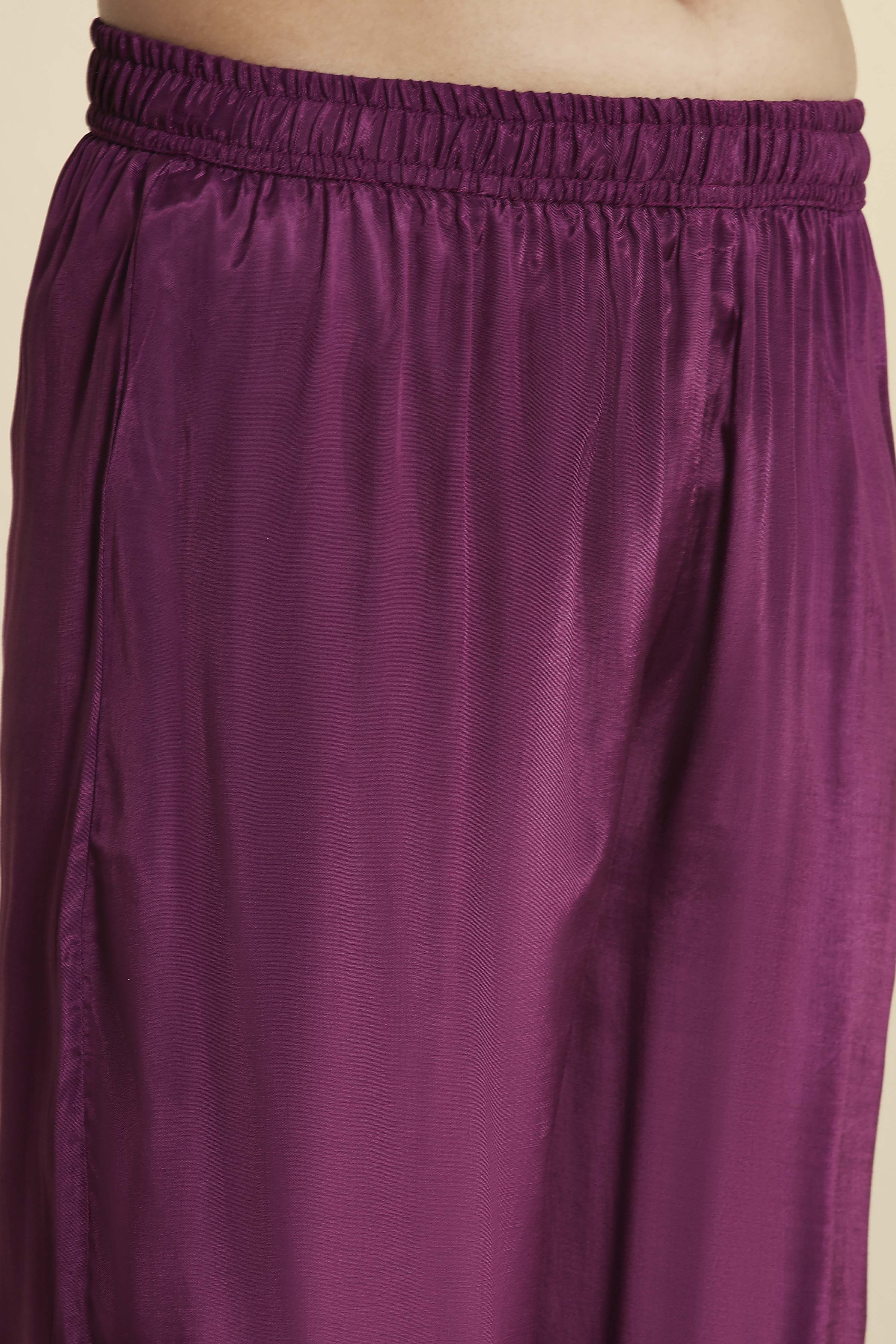 Purple Viscose Blend Straight Fusion Set image number 2