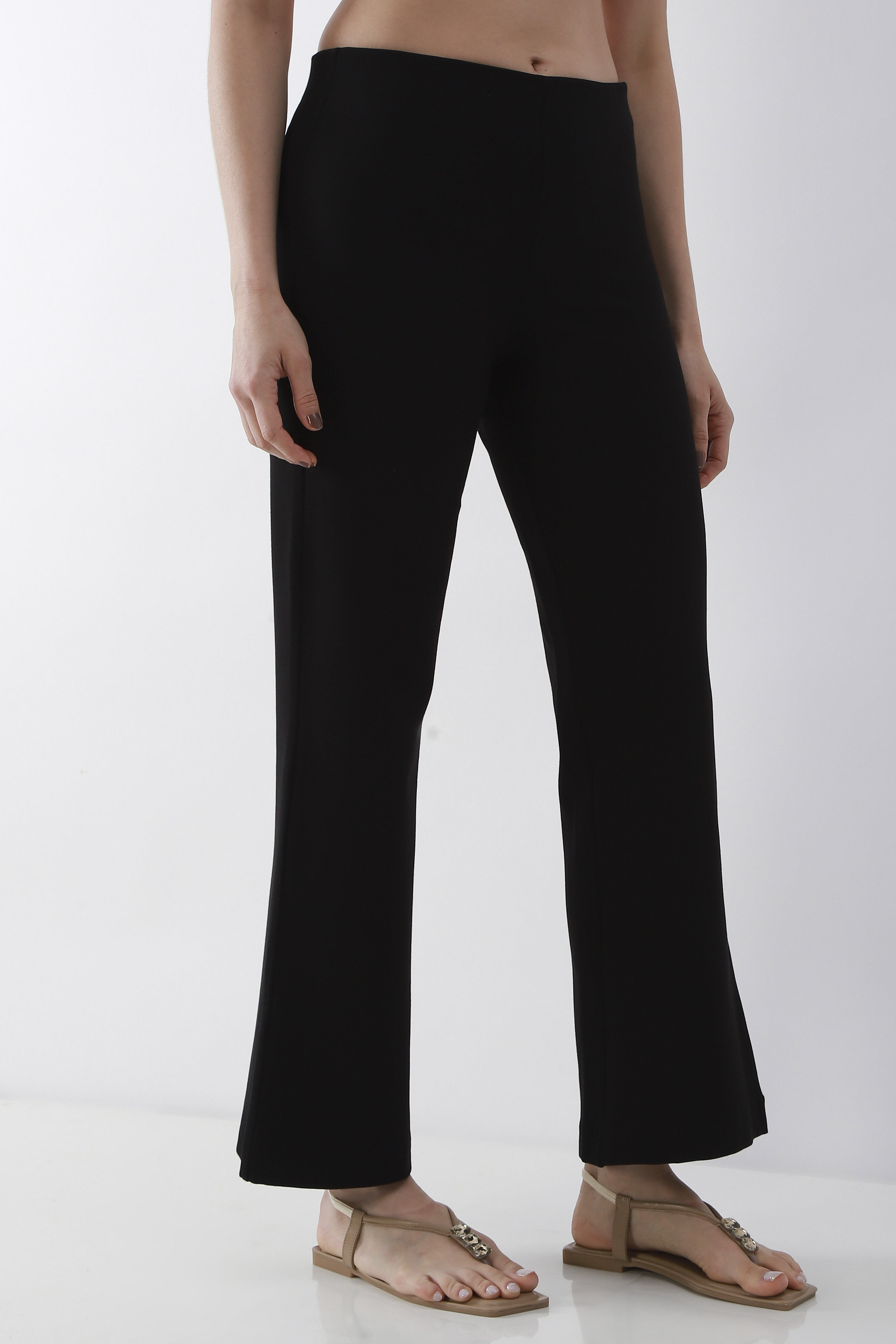 Olive Viscose Rayon Flared Pant image number 3