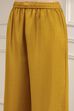Ochre Yellow Polyester A-Line Dyed Kurta Pants Set image number 2