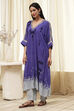 Blue Printed Kaftan-Style Kurta Set image number 6