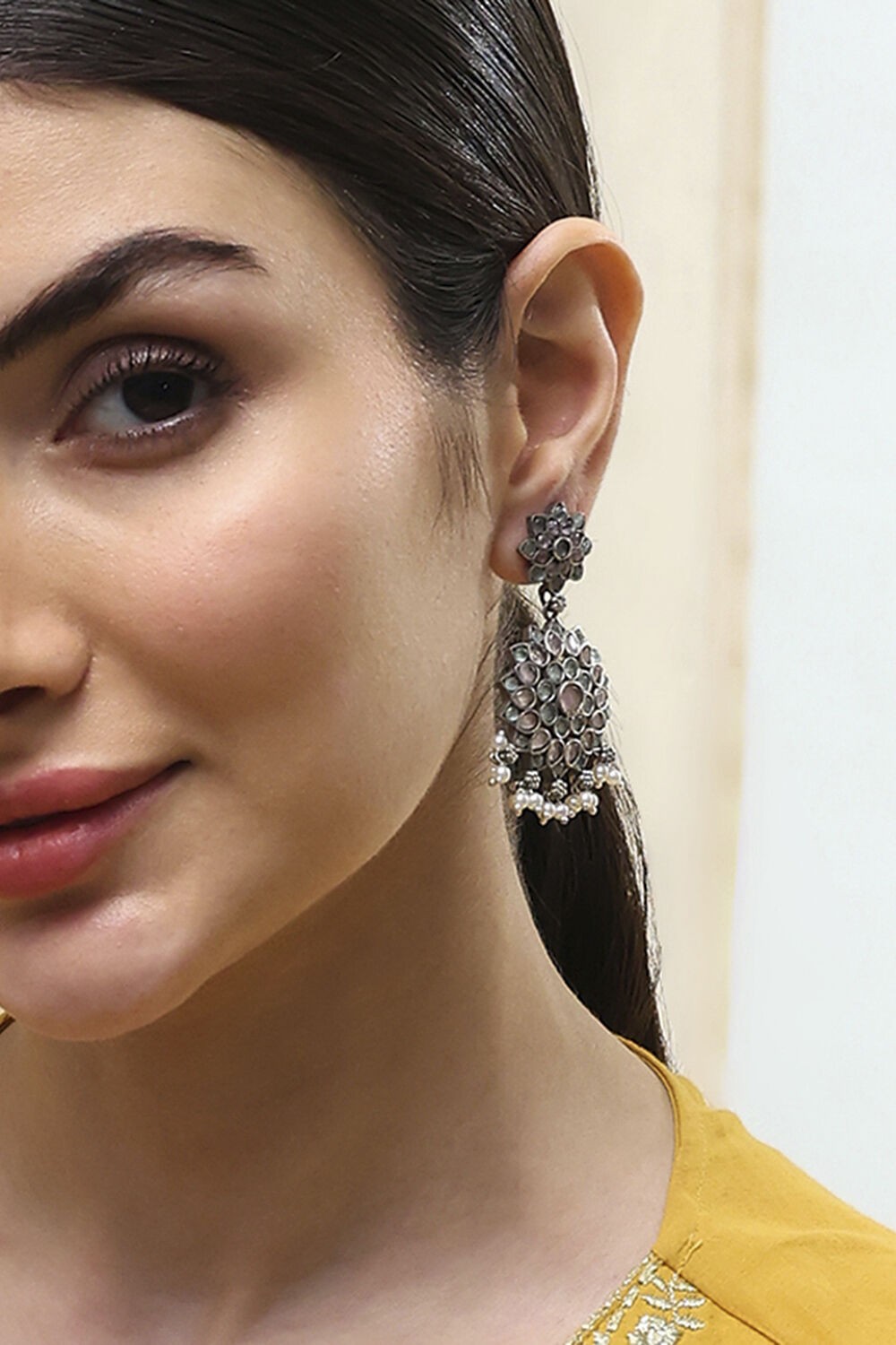 Pink-Green Brass Drop & Danglers image number 1