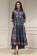 Blue Cotton Printed Anarkali Suit Set image number 6