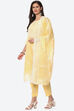 Pastel Yellow Cotton Blend Unstitched Suit Set image number 6