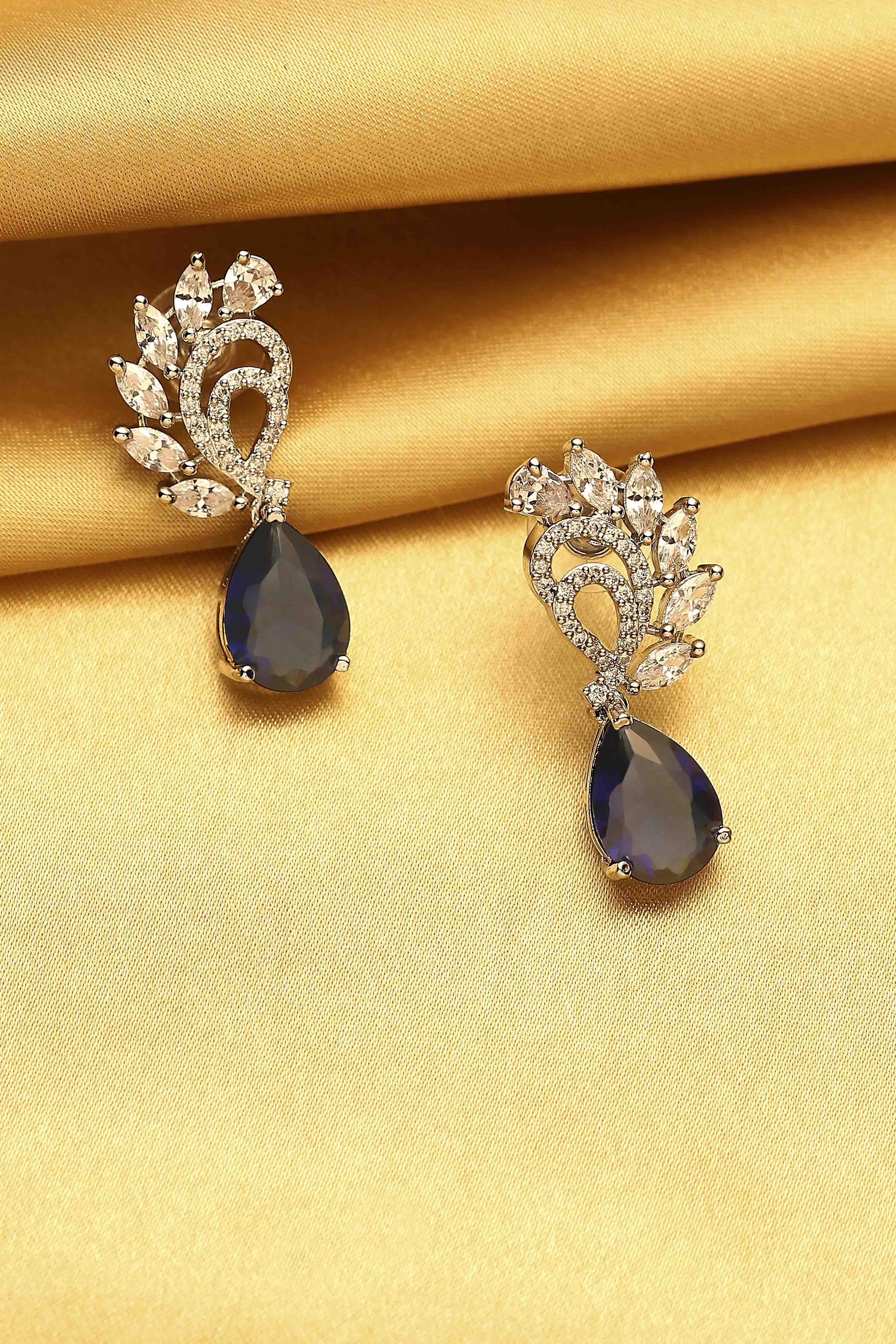 Navy Stone Earrings image number 0