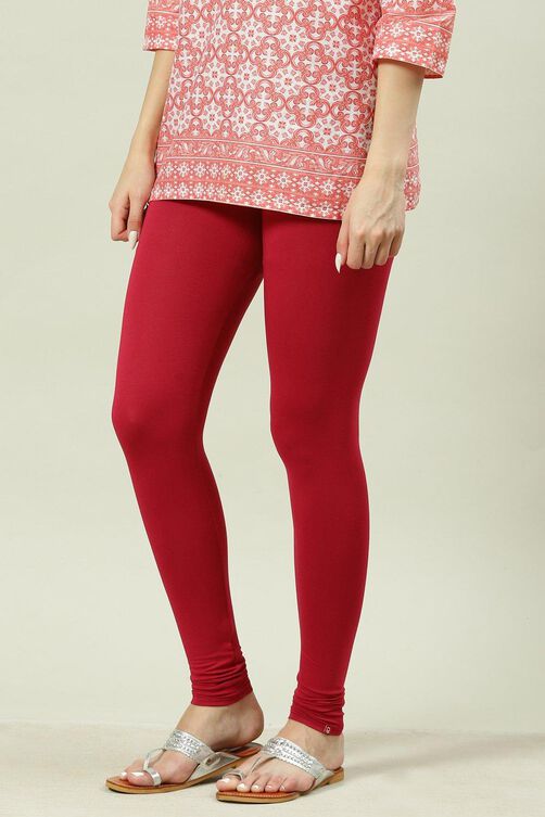 Black Viscose Lycra Solid Leggings image number 2
