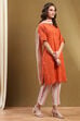 Orange Cotton Printed Straight Suit Set image number 5