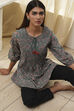 Teal Green Cotton Pleated A-Line Short Kurta image number 0