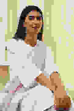 Blue and White Cotton Straight Suit Set image number 1