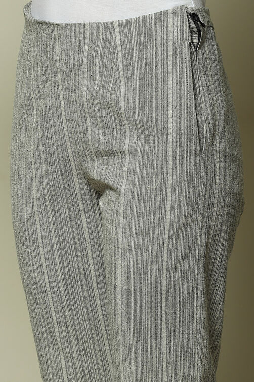 Black Cotton Blend Yarndyed Pants image number 5