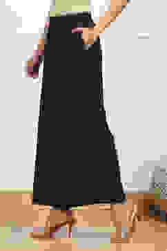 Black Viscose Solid Straight Palazzo image number 2