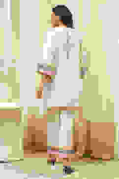 Off-White Cotton Asymmetric Co-ord Set image number 4