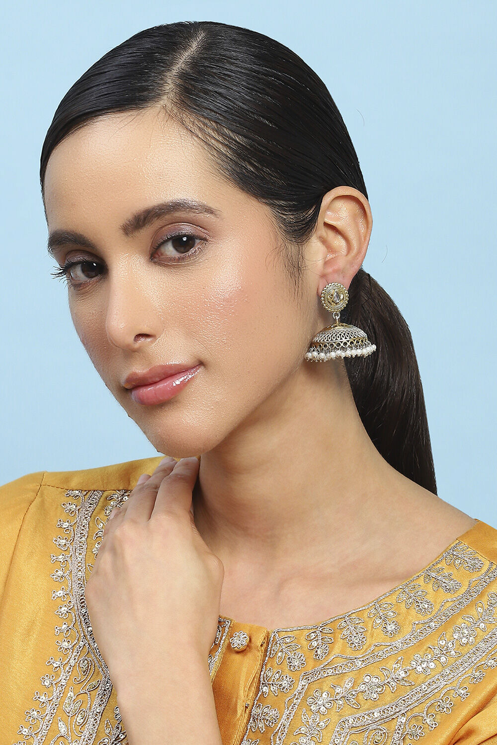 Oxidised Gold Brass Jhumka image number 3