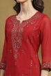 Yellow Embroidered Festive Straight Suit Set image number 1