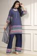 Blue Printed Straight Suit Set