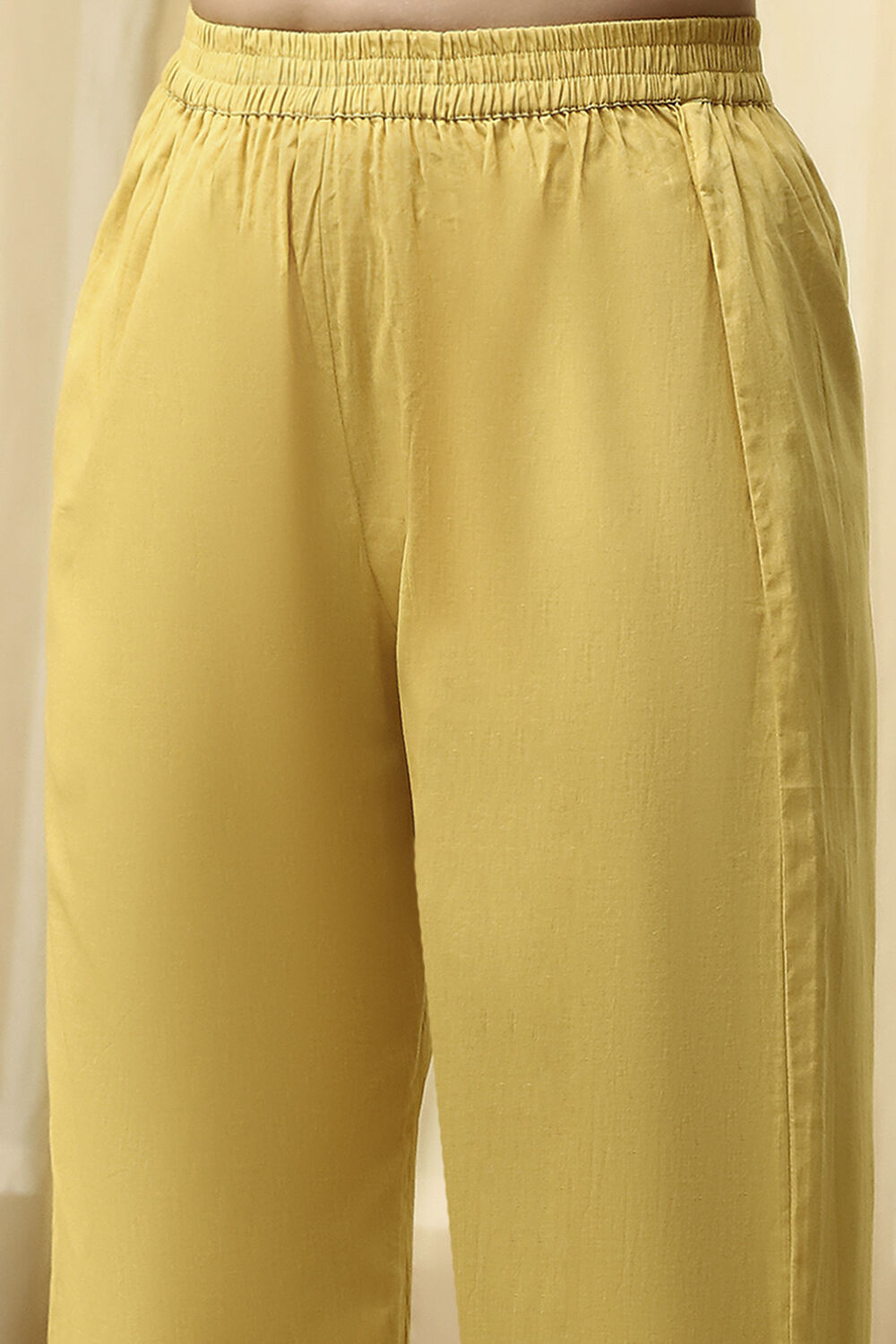 Mustard Chanderi Jamdani Unstitched Suit Set image number 3