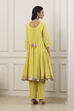 Yellow Cotton Anarkali Suit Set image number 3