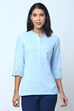 Black Cotton Flax Solid Kurti image number 0