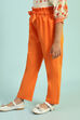 Orange Cotton Solid Regular Pants image number 2