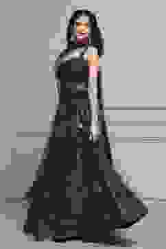 Blue Fitted Printed Lightweight Lehenga Set image number 3