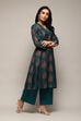 Pink Poly Chanderi A-Line Printed Kurta Palazzo Suit Set image number 0