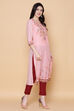 Blue Cotton Straight Printed Kurta image number 2