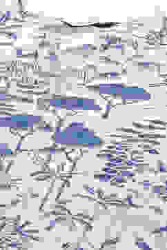 White And Blue Cotton A-Line Kurta Salwar Pant Suit Set image number 1