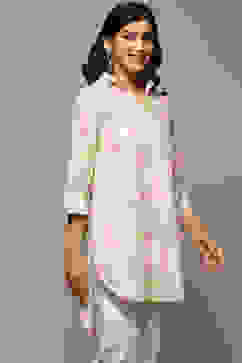 Mint Green Cotton Printed Shirt image number 3