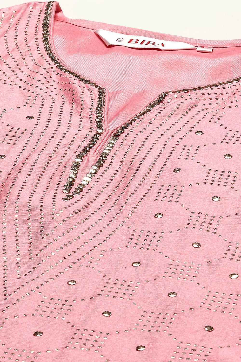 Pink Yard-Dyed Chanderi Kurta & Pants Suit Set image number 1