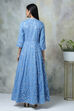 Blue Cotton Anarkali Kurta Skirt Suit Set image number 7