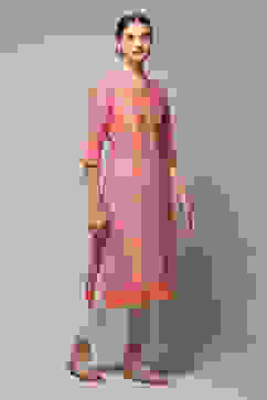 Purple Cotton Straight Printed Kurta image number 3