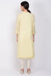Yellow Cotton Chikankari Embroidered Kurta image number 5