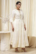 Off-White Cotton Embellished Anarkali Suit Set image number 5
