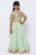 Mint Green Girls Lehenga Set image number 0