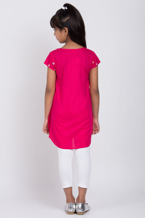 Pink Cotton Solid Kurta Leggings Set image number 4