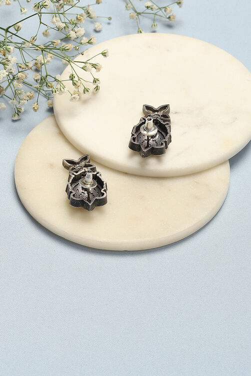 Oxidised White Brass Earrings image number 2