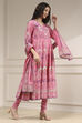 Light Pink Cotton Printed Anarkali Suit Set image number 5