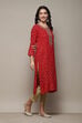 Red Rayon Straight Printed Kurta image number 4