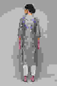 Blue Polyester Straight Printed Kurta image number 4