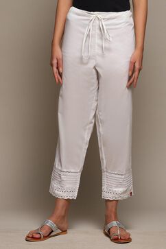 Off White Cotton Regular Pants image number 5